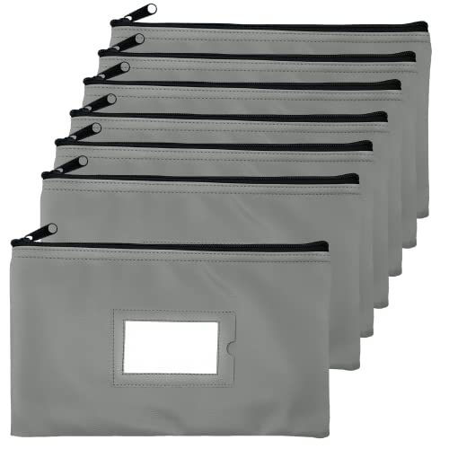 Bolsa de depósito para dinero de cuero sintético gris ideal para hombres y mujeres