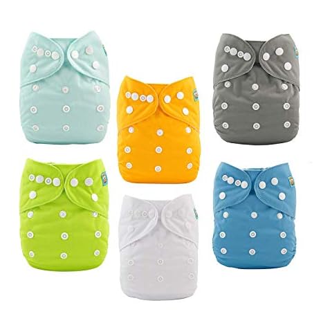 Alva Baby 6 Pack Tasche waschbar Verstellbare Stoffwindeln Windeln + 12 Einsätze 6BM98-DE Cover