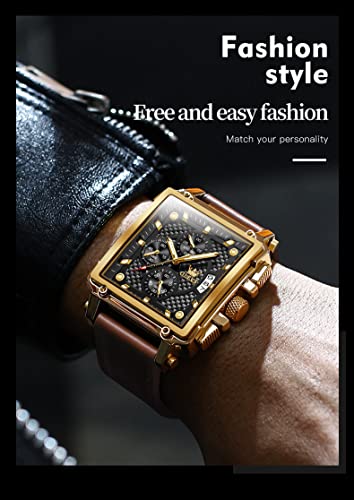Image of OLEVS Square Watches for Men Chronograph Fashion Business Watch Luminous Waterproof Casual Wrist Watches