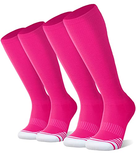 FITRELL 2/3 Pack Baseball Soccer Softball Socks for Kids Youth Men & Women Over-the-Calf Knee High Socks (Multiple Colors)