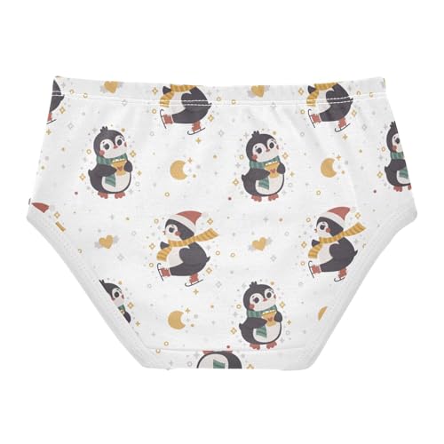 Winter Skating Penguins Girls' Underwear Cotton Christmas Girls Briefs Soft Toddler Underwear 8T2