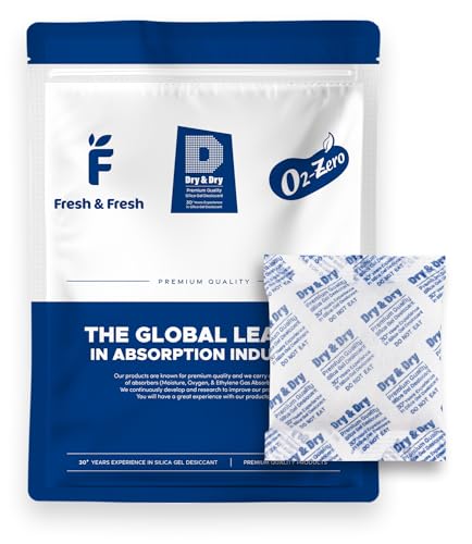 Image of Dry & Dry 100 Gram [100 Packets] Silica Gel Packets Desiccants, Silica Packets - Rechargeable Moisture Absorbers for Food Storage, Electronics, 3D Filament & Safes