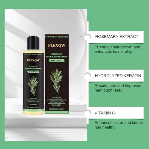 Image of Rosemary Hydrolyzed Keratin Shampoo, Hair Thick and Voluminous, Nourishes and Regenerates Hair, Soft and Fluffy, 268ML /9.06FL OZ (2 Pack)