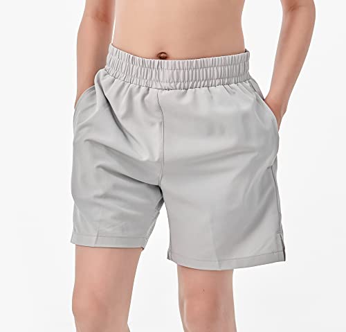 IRELIA 2 Pack Boys Box Brief Liner Compression Zipper Pocket Shorts Kids Quick Dry Active Sports Shorts with Reflective Strip BLG 18-20 Black/Light Grey - image 3