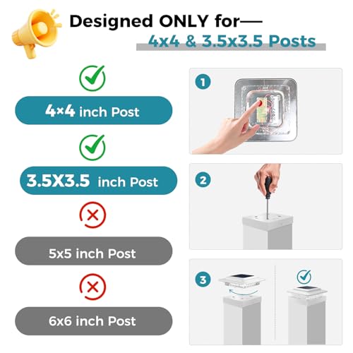 image for kolpop 4x4 Solar Post Cap Lights Outdoor 12Pack- 3 Color Temperatures&
