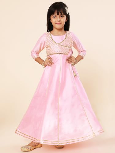 Image of A.T.U.N. (ALL THINGS UBER NICE) Girls Woven Design Gota Jacket Maxi Anarkali Gown