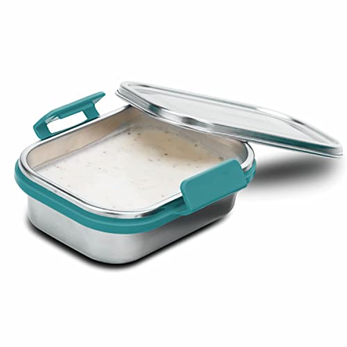 Image of SIGNORA WARE Cute Compact Stainless Steel Lunch Box | Stackable Design | Clip Lock Lid | Airtight & Leak Proof | Perfect for Kids | Best for Packing Sandwitches, Fruits & Snacks (240ml | EBlue)