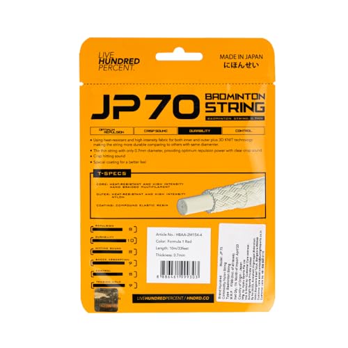 Image of Hundred JP 70 Badminton String | Versatile Power & Control | Durable Synthetic Gut | Comfortable Shock Absorption | Reliable Tension & Playability