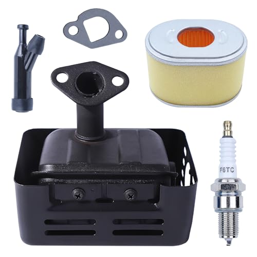 Mtanlo Ensemble d'échappement Silencieux pour Honda GX120 GX160 GX200 168F 4HP 5.5 HP 6.5HP Moteur,Silencieux avec Bougie d'allumage de Démarrage Capuchon Bougie Fendue Filtre à Air