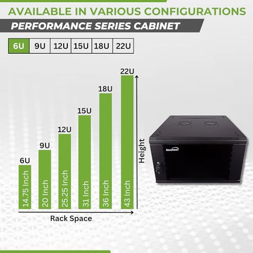 Image of NavePoint 6U Server Cabinet Wall Mount Rack Enclosure Includes 2 Fans, Locking Glass Door, Removable Side Panels - 6U Network Cabinet 23.6 inch Deep, 19 Inch Server Rack for IT and A /V Equipment