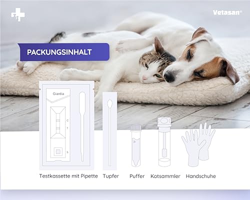 Vetasan 2X Giardien Schnelltest für Hund & Katze I Professioneller Giardientest zuverlässig & schnell I 98,3% Genauigkeit I Giardien Test, Giardia Test