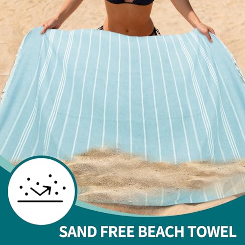 YSYJ 24 Pack Turkish Beach Towel 36"x71" Beach Towels Oversized Bath Towels Sand Free Quick Dry Turkish Towel Bulk Extra Large Pool Blanket Blue by YSYJ - Image 5