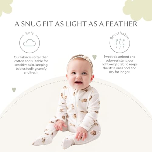 Image of Bamboo Little Soft Baby Footie Pajamas, Baby Clothes, Newborn Sleepers, 95% Viscose and 5% Spandex, 0-24 Months