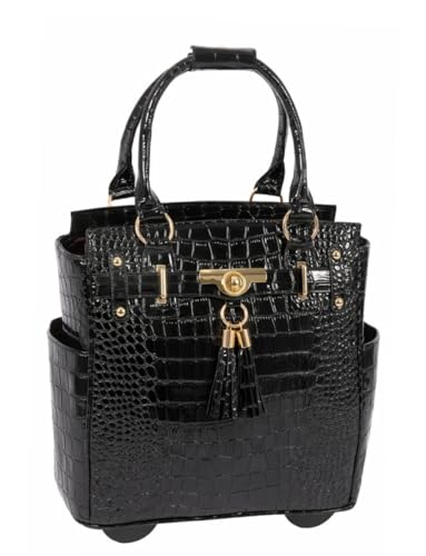 JKM & Company Petite Rolling Laptop Bag for Women, Designer Wheeled Briefcase, Rolling Computer...