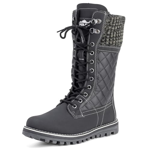 Best Winter Boots for Cold Feet: Stay Warm & Cozy 13 Womens Winter Thermal Snow Outdoor Warm Mid Calf Waterproof Durable Boot - Black Leather - US9/EU40