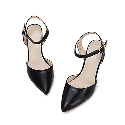 Fttpdeaus Women's Stilettos Heels Pump Sandals Backless Ankle Strap Closed Toe Heels Black #TOP7