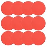 PATIKIL 4 Inch Poly Spot Markers, 12Pcs Non Slip Rubber Floor Dots with Storage Bag Flat Agility Cones for Sports Training Basketball Football, Red