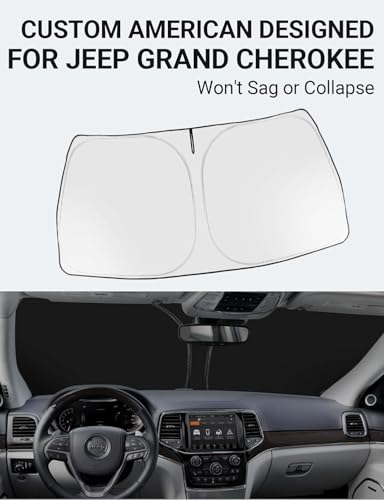 Image of Proadsy Windshield Sun Shade for Jeep Grand Cherokee 2014-2025 2026 4-Layer Foldable Front Sunshade Protector Sun Visor Blocks UV Rays Keep Car Cooler