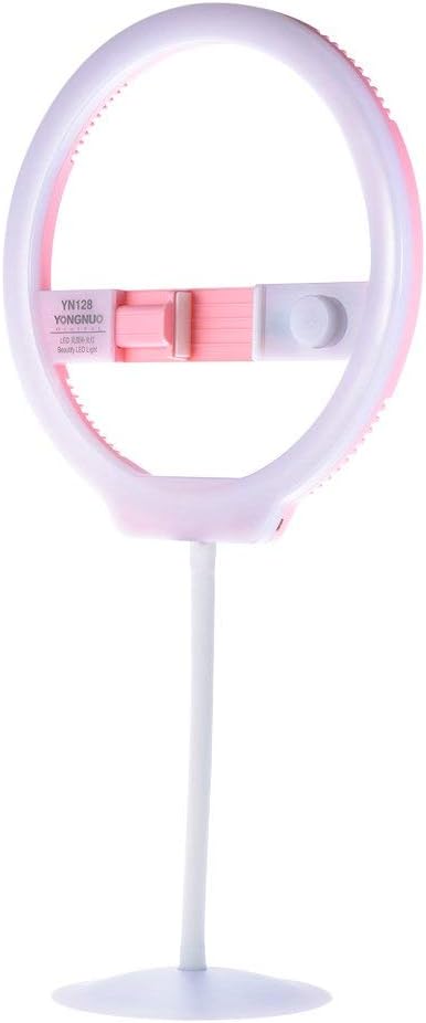 YONGNUO YN128 128pcs LED Ring Light for Video Studio Live Selfie Lighting with Stand Compatible with Canon Nikon Sony DSLR Compatible with Smartphone (Pink)