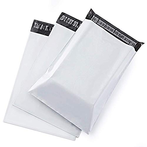 Mailers Shipping Mailing Envelopes Bags by MoTffice White Mail Bags 5 Mil Thick Polyethylene 14.6x19.3 inch Waterproof Tear-Resistant Mail Bag and Destructive Sealant Sealed Bag 50pcs