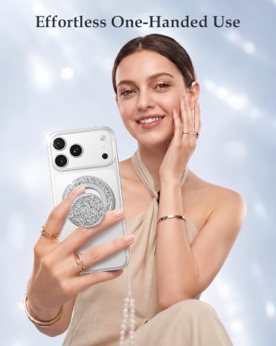 Image of SYNCWIRE for MagSafe Phone Grip, Sparkly Magnetic Phone Ring Holder | 360 Rotation, Glitter Phone Grip Finger Holder Stand Kickstand Bling Bling, for iPhone 17 16 15 14 13 12 Pro Max MagSafe