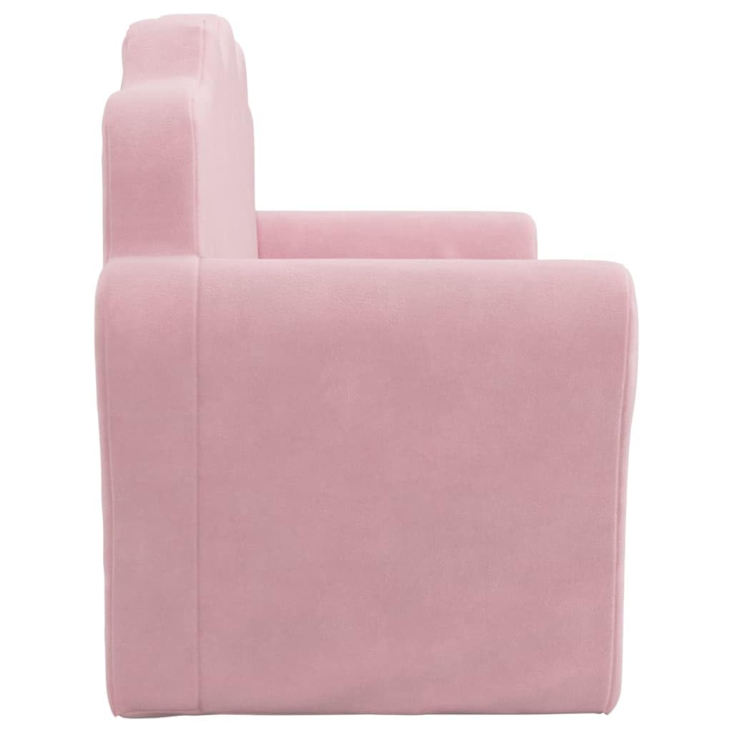vidaXL Sofá Cama para Niños de 2 Plazas, Sillón con Reposabrazos, Mini Sofá Infantil, Sofá Cama para Dormitorio Sala de Juegos, Felpa Suave Rosa