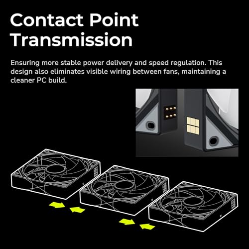 Image of Tryx 120mm Case Fan 1pc Computer ARGB PC Quiet Fan Cooler, Upgraded Pogo-Pin Connection with Magnetic Cable,ARGB Gen2 LEDs,New Version ROTA SL,Black