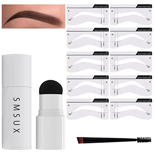 Eyebrow Stamp Stencil Kit Eyebrow Shaper Brow stamp and shaping kit Waterproof Eyebrow Stencil Kit With 5 Pairs Reusable Eyebrow Stencils( Medium Brown)