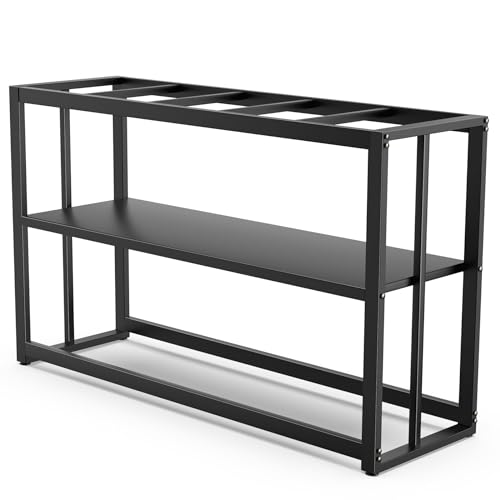 Fizgot Black Fish Tank Stand Metal Aquarium Stand 55-75 Gallon Aquarium Turtle Tank 48.4' x 14.8' x 29.1' Breeder Reptile Tank Stand