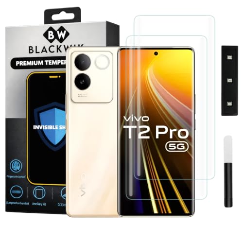 Image of Blackwik UV Curved Tempered Glass for Vivo T2 Pro 5G | 2-Pack