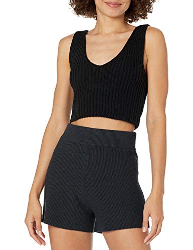 Image of The Drop Womens Sylvie Cotton Blend V-Neck Cropped Sweater Tank