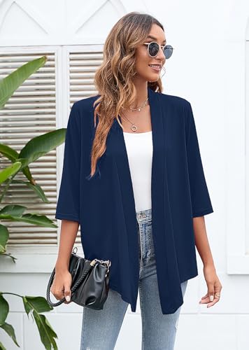 Image of Heymoments Women's Lightweight Open Front Cardigans 3 /4 Sleeve Casual Soft Drape Fall Cardigan S-2XL