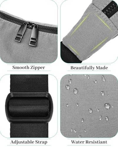 Image of Iioscre Medium Nylon Crossbody Crescent Bag for Women Men, 2 Zippers Crossbody Hobo Bag with Adjustable Strap & Inner Pockets