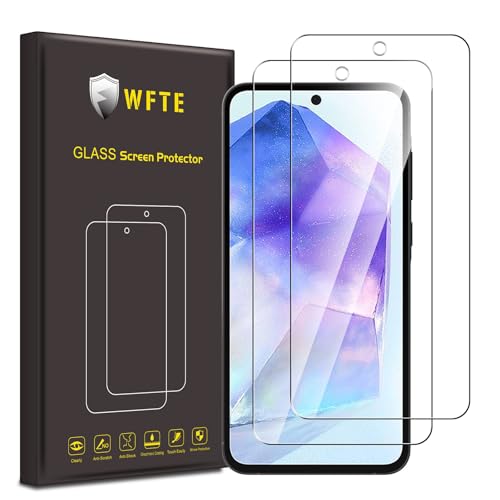WFTE [2-Pack Screen Protector for Samsung A55 5G/Samsung A35 5G Anti-Scratch High Transparency Bubble-Free Dust-Free Premium Tempered Glass Screen Protector For Samsung Galaxy A55 5G