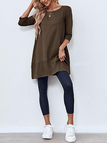 Fangetey Long Sleeve Tunic Tops for Women Casual Round Neck Fall Blouses Loose Fit Shirts 5