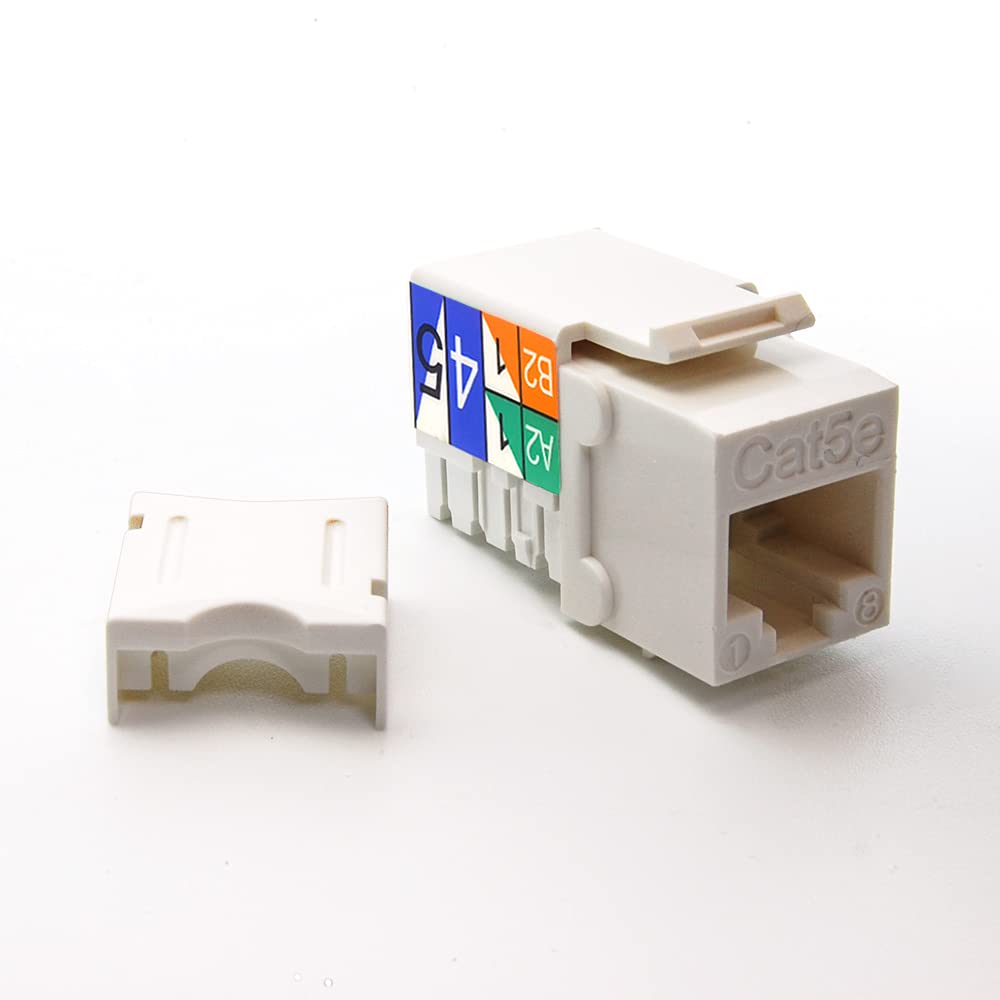 Beszin Cat.5E RJ45 110 Type Keystone Jacks (Cat.5E, 50-Pack, White)