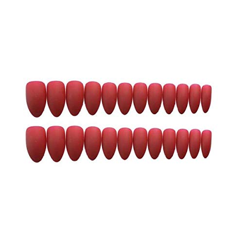 24Pcs Full Cover Pointed Head Scrub Rot Frisches Temperament Matt Falsche Nägel Tragbar Stiletto Fake Press On Nails… – Bild 3
