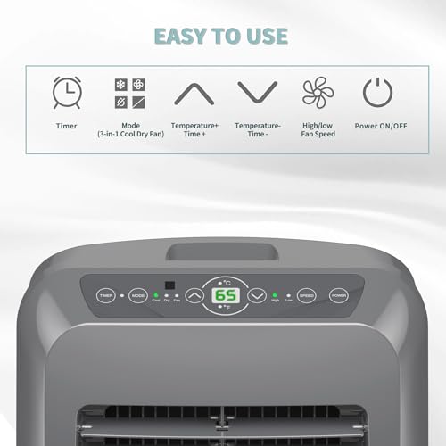 Image of Shinco 8,000 BTU Grey Portable Air Conditioner, 3-in-1 Unit
