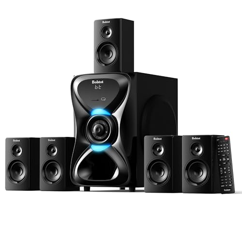 Bobtot Surround Sound System Wireless Rear Satellite Speakers, 1000W Peak Home Cinema Sound Systems, 8 inch Subwoofer, 5.1/2.1 Channel, Deep Bass with ARC, Optical, Bluetooth, Karaoke Input
