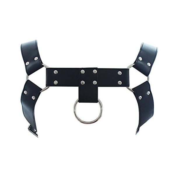 TiaoBug Herren Wetlook Leder Body PU PVC Brust Harness Punk Gothic Party Kostüme Zubehör sexy Sklave Cosplay Bandage… – Bild 7