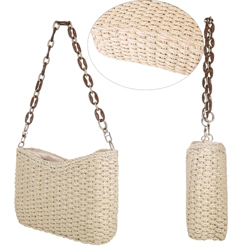YYW Small Handmade Straw Bag for Women, Natural Summer Beach Shoulder Bag Rattan Crossbody Purse for Women3