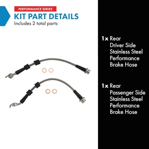 Image of TRQ Rear Performance Brake Hose Set Compatible with 2003-2007 Nissan Murano