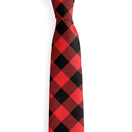 Gamlehult Men's Red Black Plaid Tie Fashion Buffalo Neck Tie Christmas Neckties For Men Holiday Skinny Ties Great Wedding Gifts For Groom, Groomsmen #TOP3