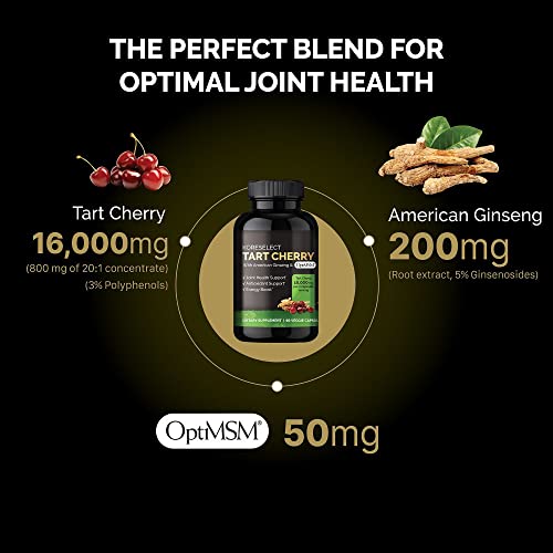 Koreselect Tart Cherry Extract Capsules 16,000Mg, Msm Joint Support Supplement For Men & Women With American Ginseng, Antioxidant Strength Joints Mobility & Comfort Strength - 60 Vegan Capsules #TOP4