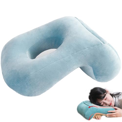 Almohada boca abajo, almohada de 12.6 pulgadas huecas para dormir, almohada suave y transpirable al almohada tras cirugía ocular, almohada de masaje boca abajo para tomar una siesta en la oficina de