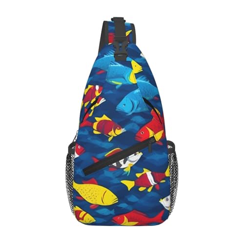 Mochila bandolera estampado tiburón unisex para viajes