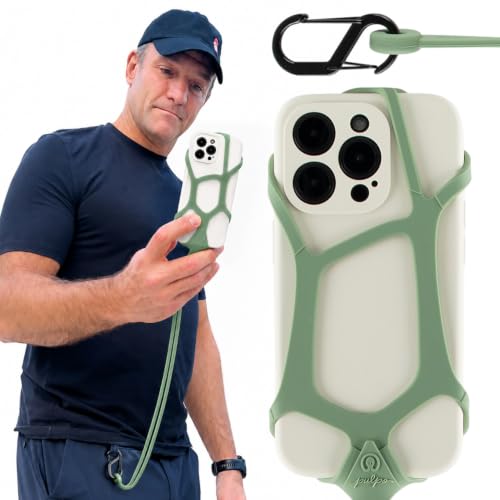 Pulpo Safety Cell Phone Lanyard Green Fits Smartphones 6.1 to 6.8” - Anti Theft Phone Strap for Men & Women, Lanyards for Phones, Hiking Phone Holder & Cellphone Lanyard, Silicone Crossbody Straps