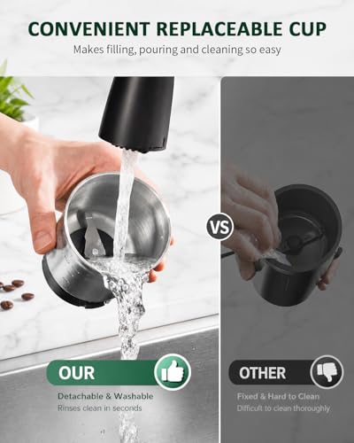 Image of SHARDOR Electric Super Silent Blade Coffee Grinder, Timed Grind Control Rotary Knob, Adjustable Coarse to Fine for Coffee Beans, Spices & Herbs, with 2 Removable Stainless Steel Bowl, Green