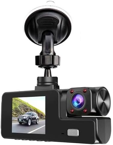 1080P Full HD Dash Camera with WiFi, 3-Lens Front Rear and Interior, Night Vision, 170° Wide Angle, Motion Detection, G-Sensor, Loop Recording