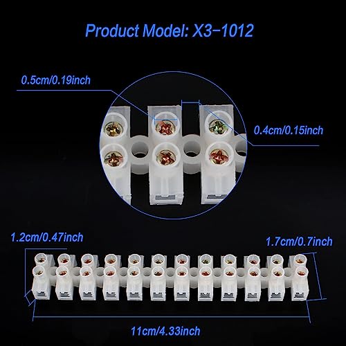 20 Pack Clear Electrical Terminal Blocks, 10A 12 Position Wire Connector Electrical Connector Blocks Dual Rows Screw Terminal Strip Connector for Lamps,Household Appliances, LED Strip Light
